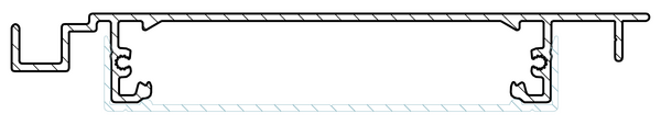 Drawing of the profile of the 155-E box louver with cover on louver