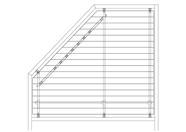 Drawing of an trapezium shaped blind system