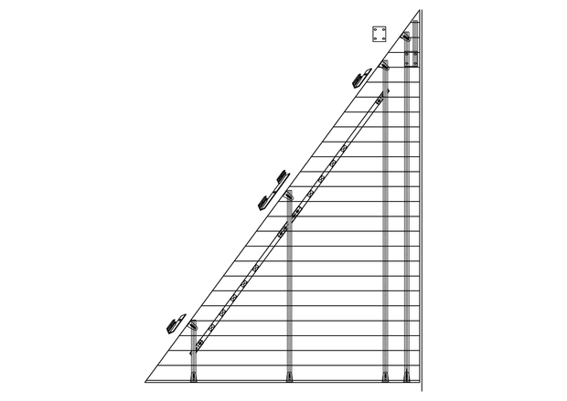 Drawing of an triangle shaped blind system