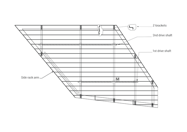 Drawing of an asymmetric shaped blind system