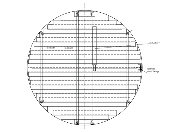 Drawing of an circle shaped louver system