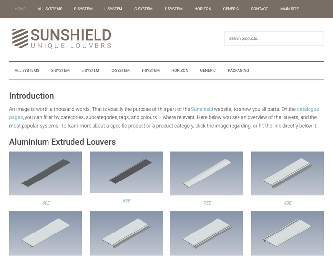 screenshot SUNSHIELD Shop homepage