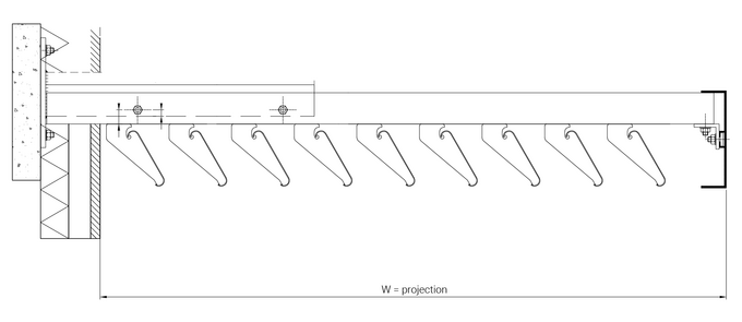 C100 T-bracket system DWG side view