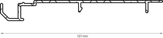 Drawing of the profile of the 96-E louver with indication of width