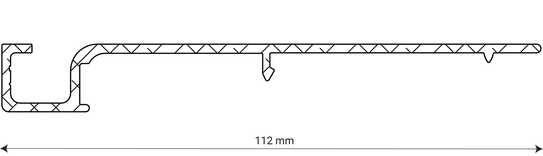 Drawing of the profile of the 112E louver with width indication