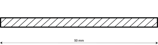 Drawing of the profile of the 50-W louver stating its width