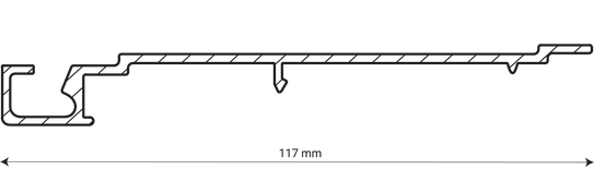 Drawing of the profile of the 117E louver with width indication