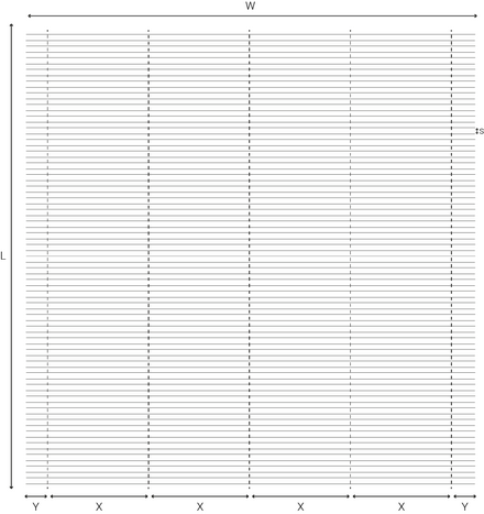 Drawing rack arm distance S-system with a step of 45 mm